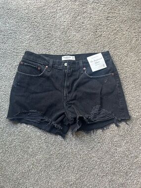 Abercrombie & Fitch Black Distressed Boyfriend Jean Shorts